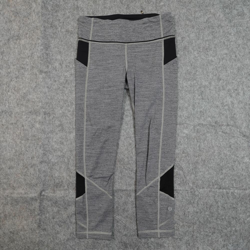 Lululemon Leggings Womens 4 Crop 23" Gray Run‎ Yoga Gym Athletic
